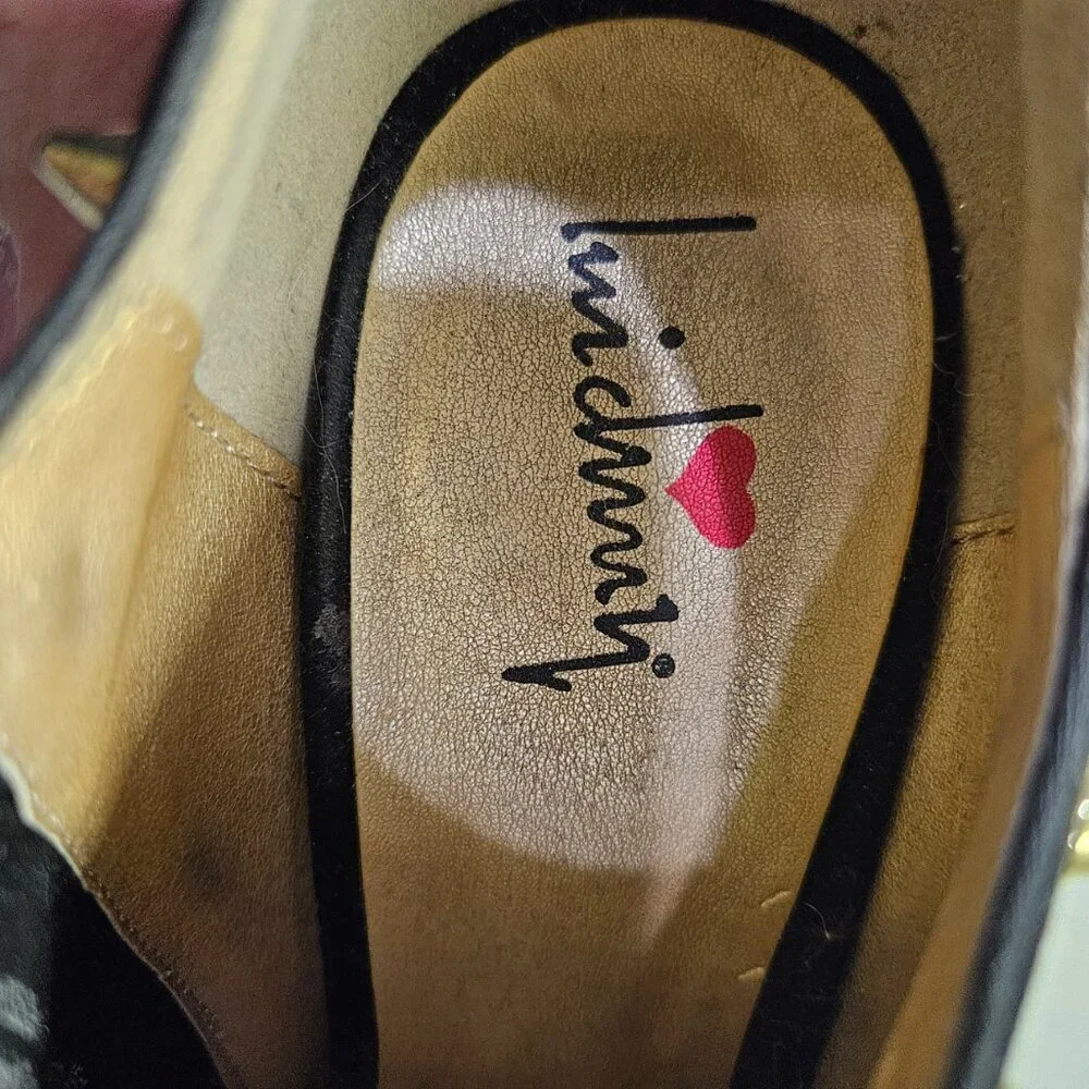 Luichiny Black Faux Suede "Mighty Miss" Platform Block Heel Stud Boots - size 9 - Picture 6 of 7